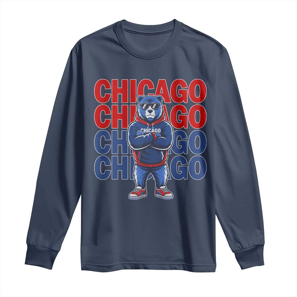 Vintage Chicago Pride Graphic Long Sleeve Shirt US State Sports Fan Baseball Lover TS10 Navy Print Your Wear