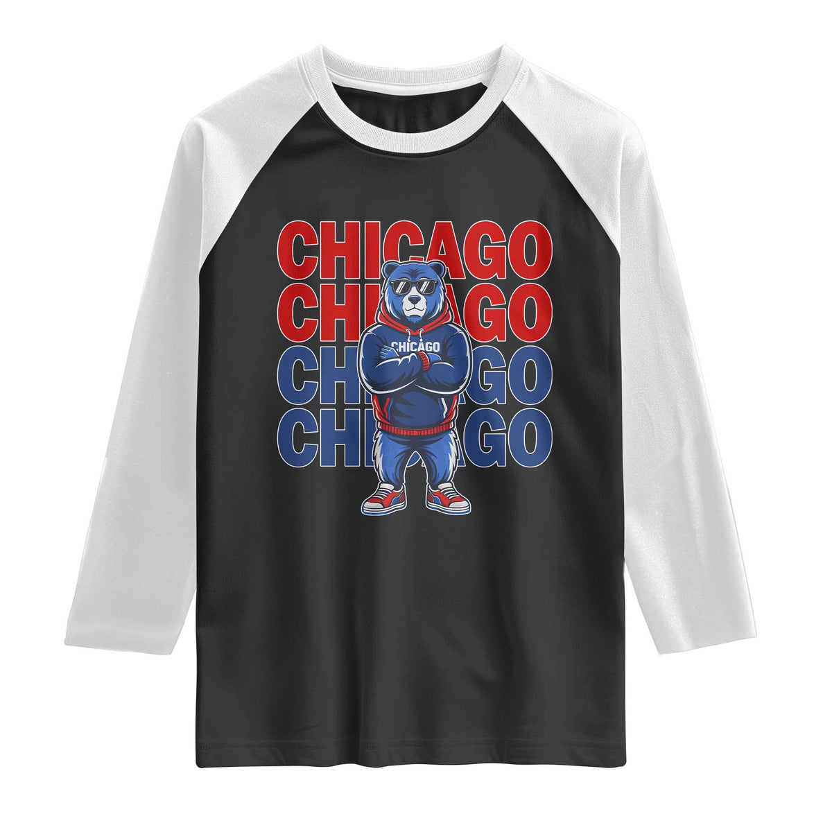 Vintage Chicago Pride Graphic Raglan Shirt US State Sports Fan Baseball Lover TS10 Black White Print Your Wear