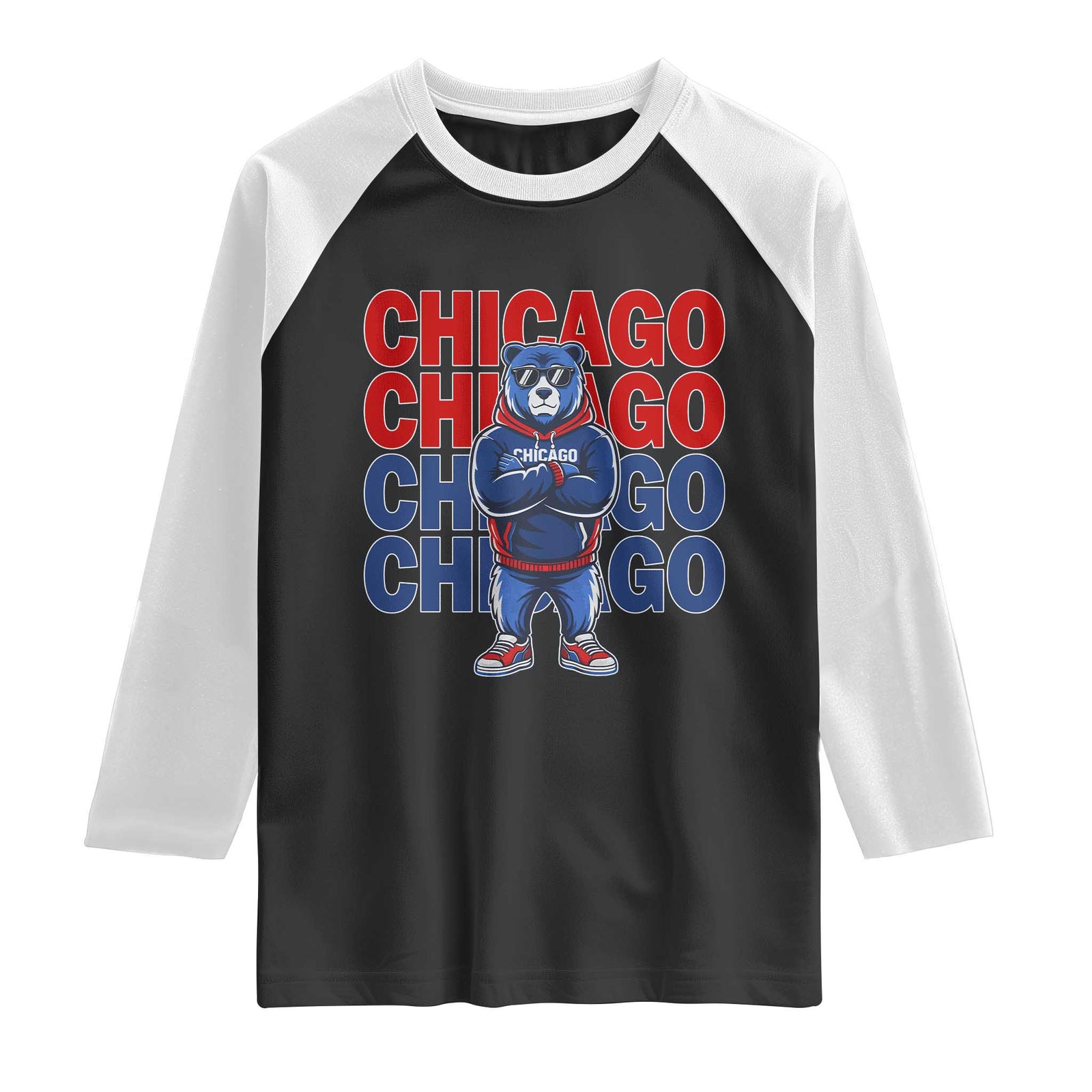 Vintage Chicago Pride Graphic Raglan Shirt US State Sports Fan Baseball Lover TS10 Black White Print Your Wear
