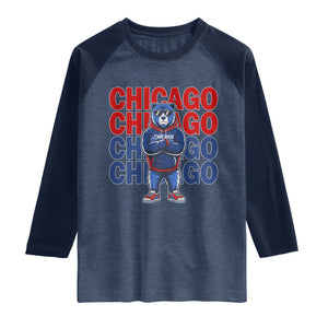 Vintage Chicago Pride Graphic Raglan Shirt US State Sports Fan Baseball Lover TS10 Heather Denim Navy Print Your Wear