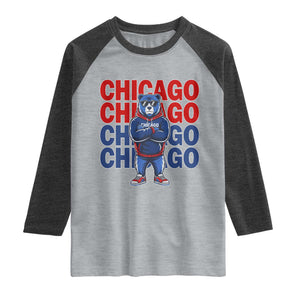 Vintage Chicago Pride Graphic Raglan Shirt US State Sports Fan Baseball Lover TS10 Heather Gray Heather Charcoal Print Your Wear