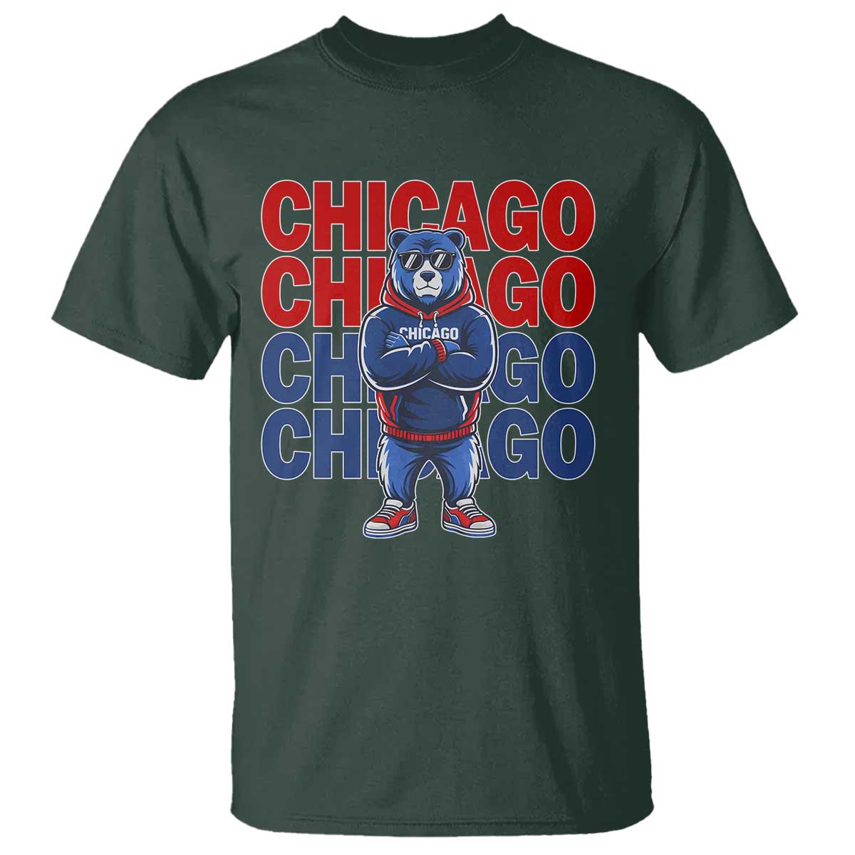 Vintage Chicago Pride Graphic T Shirt US State Sports Fan Baseball Lover TS10 Dark Forest Green Print Your Wear