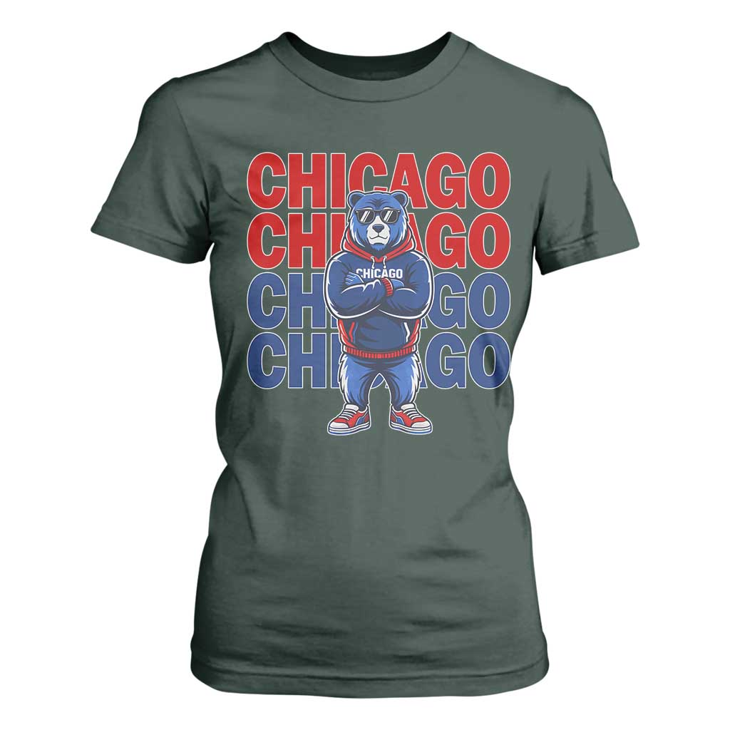 Vintage Chicago Pride Graphic T Shirt For Women US State Sports Fan Baseball Lover TS10 Dark Forest Green Print Your Wear