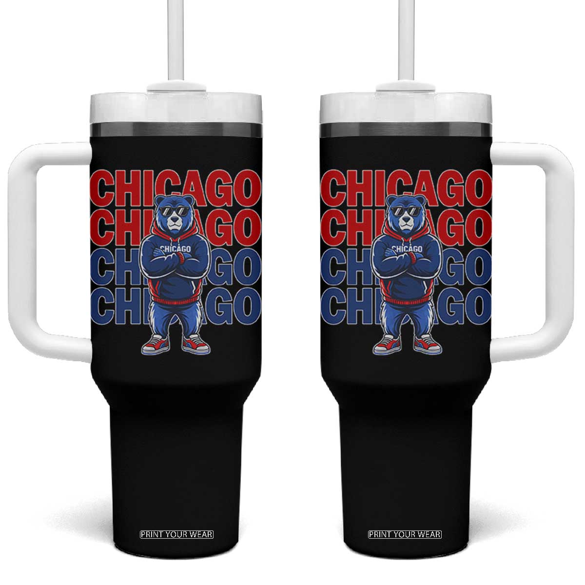 Vintage Chicago Pride Graphic Tumbler With Handle US State Sports Fan Baseball Lover TS10 One Size: 40 oz Black Print Your Wear
