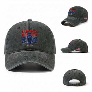 Vintage Chicago Pride Graphic Washed Cotton Baseball Cap US State Sports Fan Baseball Lover TS10 Washed Cap Universal Fit Dark Green Print Your Wear