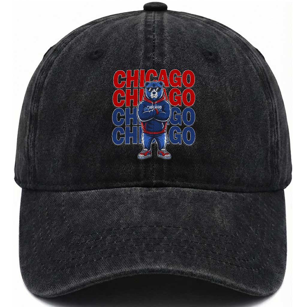 Vintage Chicago Pride Graphic Washed Cotton Baseball Cap US State Sports Fan Baseball Lover TS10 Print Your Wear