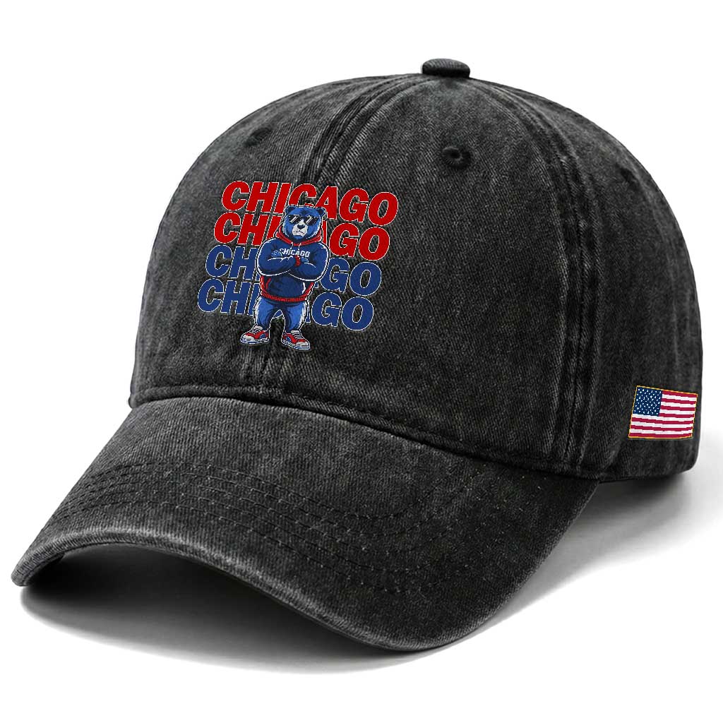 Vintage Chicago Pride Graphic Washed Cotton Baseball Cap US State Sports Fan Baseball Lover TS10 Print Your Wear