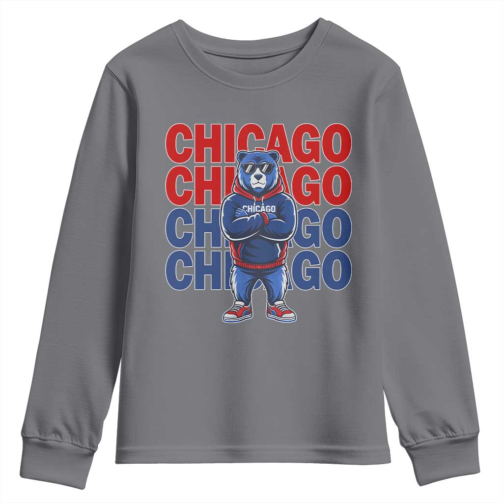 Vintage Chicago Pride Graphic Youth Sweatshirt US State Sports Fan Baseball Lover TS10 Charcoal Print Your Wear