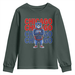 Vintage Chicago Pride Graphic Youth Sweatshirt US State Sports Fan Baseball Lover TS10 Dark Forest Green Print Your Wear