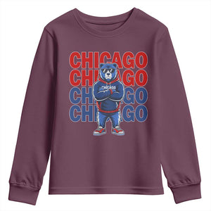 Vintage Chicago Pride Graphic Youth Sweatshirt US State Sports Fan Baseball Lover TS10 Maroon Print Your Wear