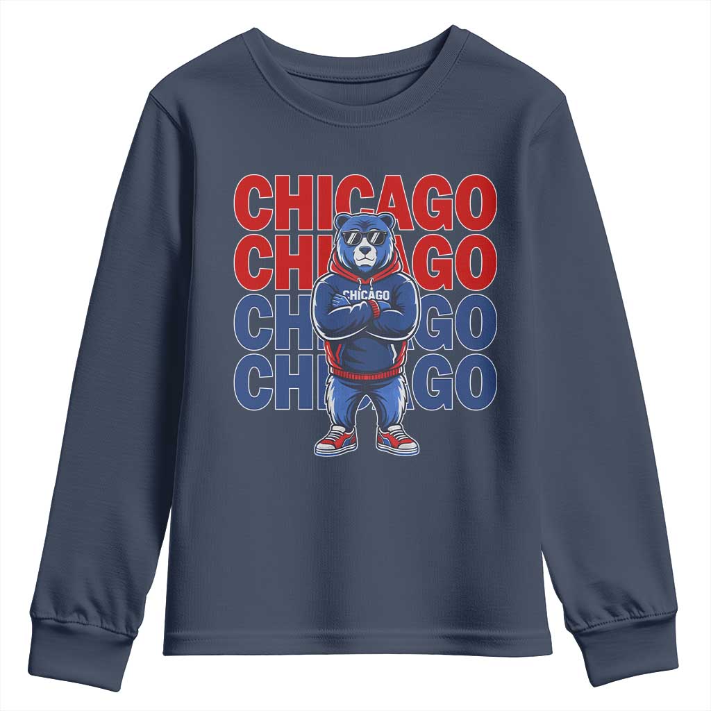 Vintage Chicago Pride Graphic Youth Sweatshirt US State Sports Fan Baseball Lover TS10 Navy Print Your Wear