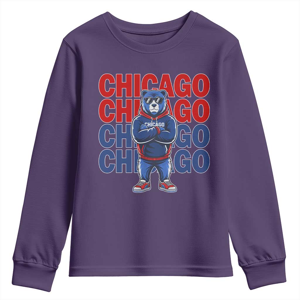 Vintage Chicago Pride Graphic Youth Sweatshirt US State Sports Fan Baseball Lover TS10 Purple Print Your Wear