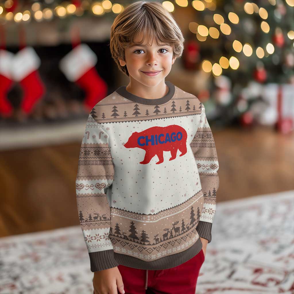Chicago Baseball Ugly Christmas Sweater Vintage Distressed Illinois City Pride Baseball Lover TS10 Mocha Mousse Print Your Wear