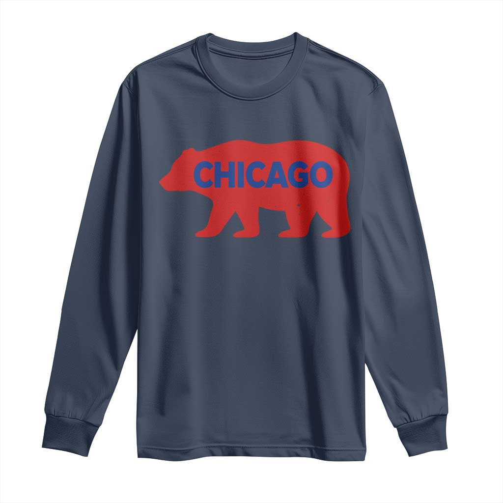 Chicago Baseball Long Sleeve Shirt Vintage Distressed Illinois City Pride Baseball Lover TS10 Navy Print Your Wear