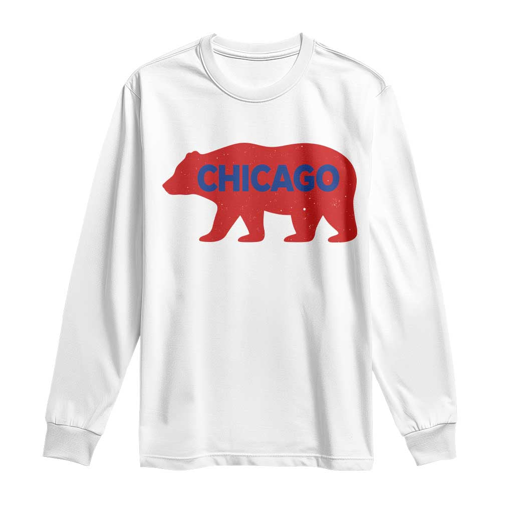 Chicago Baseball Long Sleeve Shirt Vintage Distressed Illinois City Pride Baseball Lover TS10 White Print Your Wear
