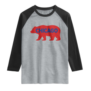 Chicago Baseball Raglan Shirt Vintage Distressed Illinois City Pride Baseball Lover TS10 Heather Gray Black Print Your Wear