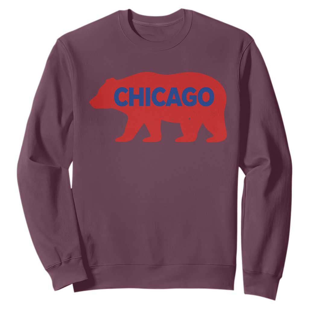 Chicago Baseball Sweatshirt Vintage Distressed Illinois City Pride Baseball Lover TS10 Maroon Print Your Wear
