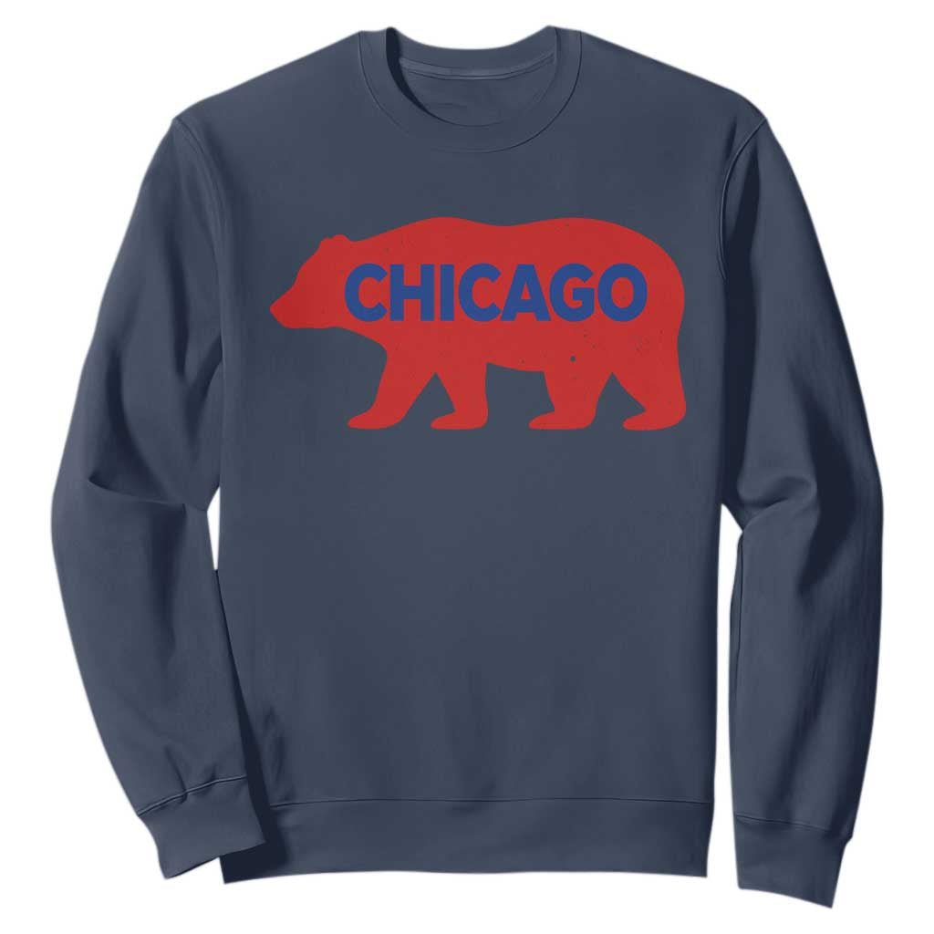 Chicago Baseball Sweatshirt Vintage Distressed Illinois City Pride Baseball Lover TS10 Navy Print Your Wear