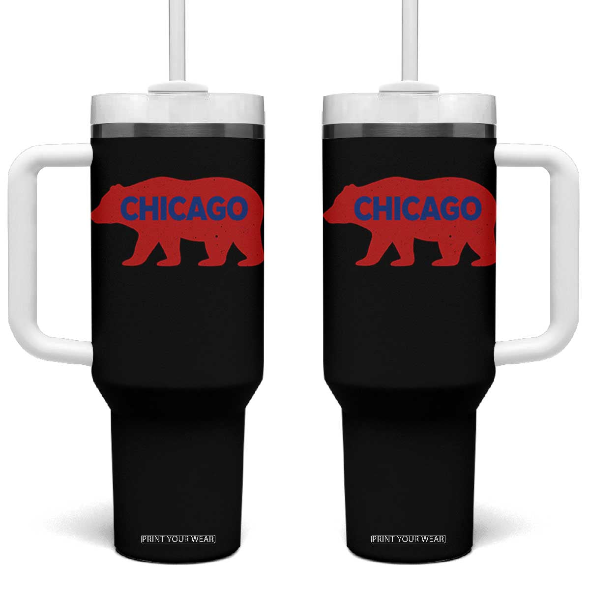 Chicago Baseball Tumbler With Handle Vintage Distressed Illinois City Pride Baseball Lover TS10 One Size: 40 oz Black Print Your Wear