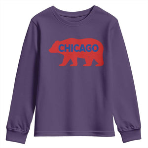 Chicago Baseball Youth Sweatshirt Vintage Distressed Illinois City Pride Baseball Lover TS10 Purple Print Your Wear