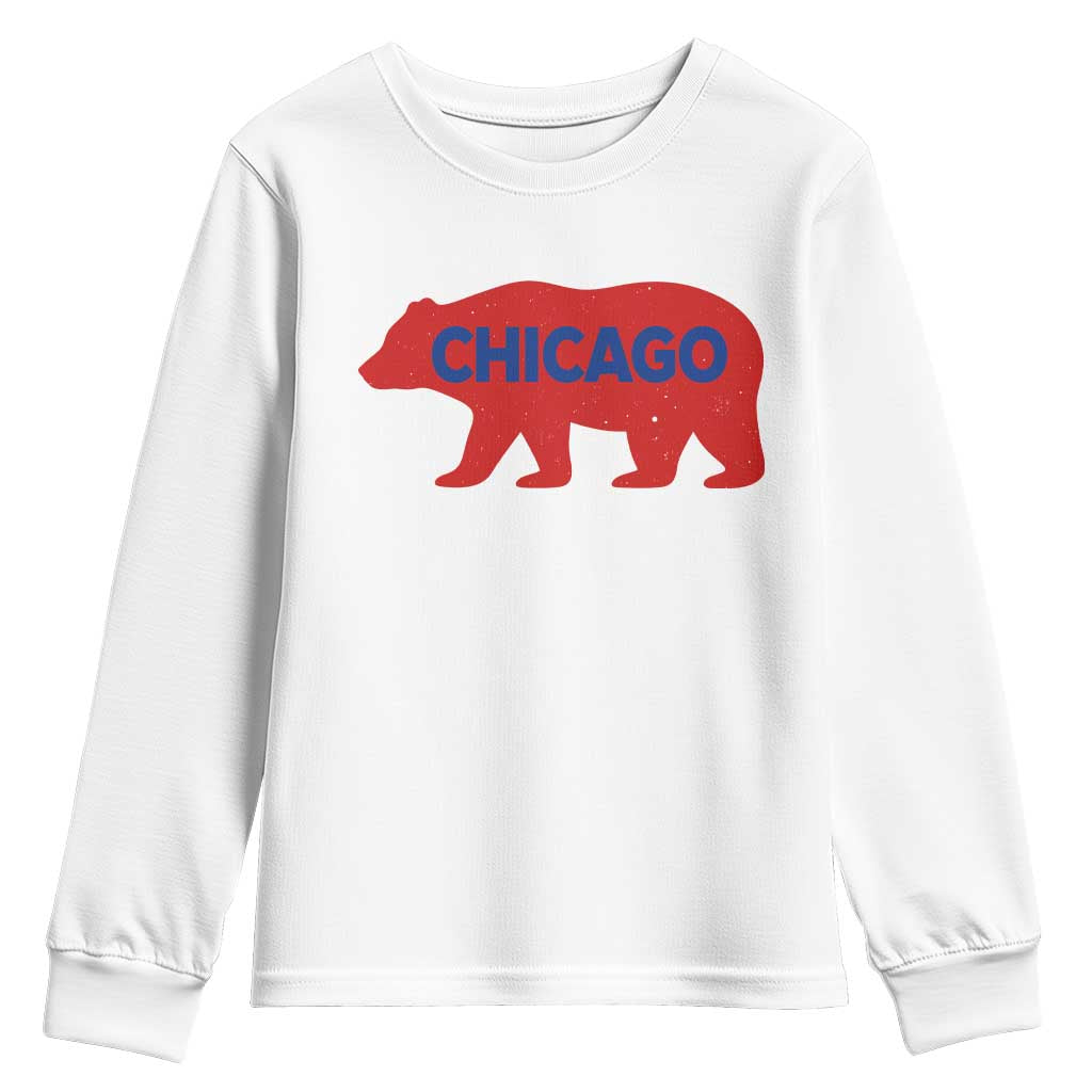 Chicago Baseball Youth Sweatshirt Vintage Distressed Illinois City Pride Baseball Lover TS10 White Print Your Wear