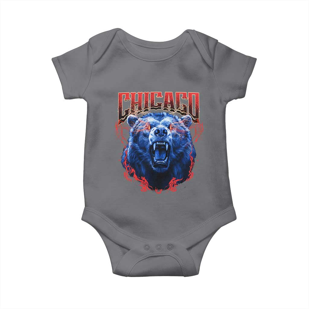 Retro Chicago Baby Onesie Vintage Cub Bootleg Graphic Baseball Fans TS10 Charcoal Print Your Wear