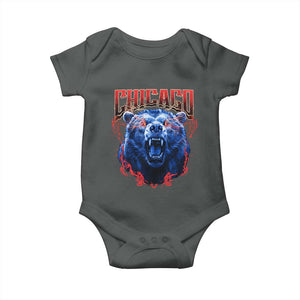 Retro Chicago Baby Onesie Vintage Cub Bootleg Graphic Baseball Fans TS10 Dark Heather Print Your Wear