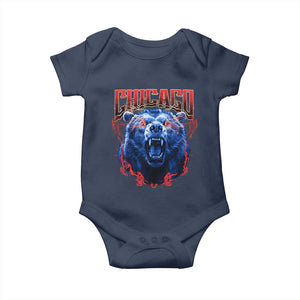 Retro Chicago Baby Onesie Vintage Cub Bootleg Graphic Baseball Fans TS10 Navy Print Your Wear