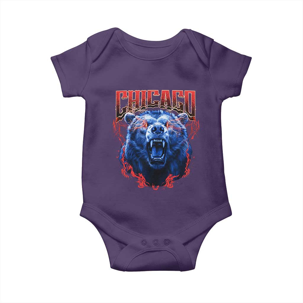 Retro Chicago Baby Onesie Vintage Cub Bootleg Graphic Baseball Fans TS10 Purple Print Your Wear