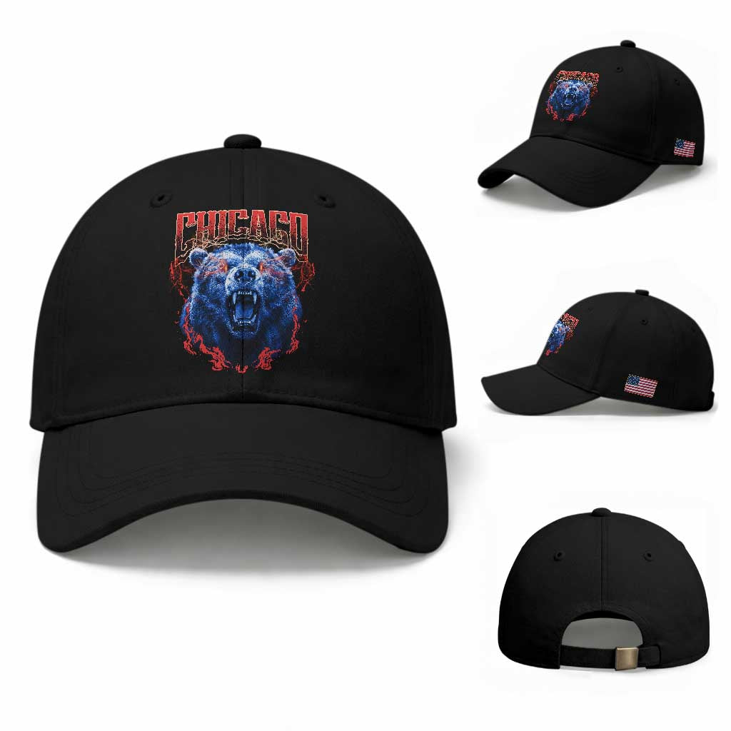 Retro Chicago Baseball Cap Vintage Cub Bootleg Graphic Baseball Fans TS10 Baseball Cap Universal Fit Black Print Your Wear