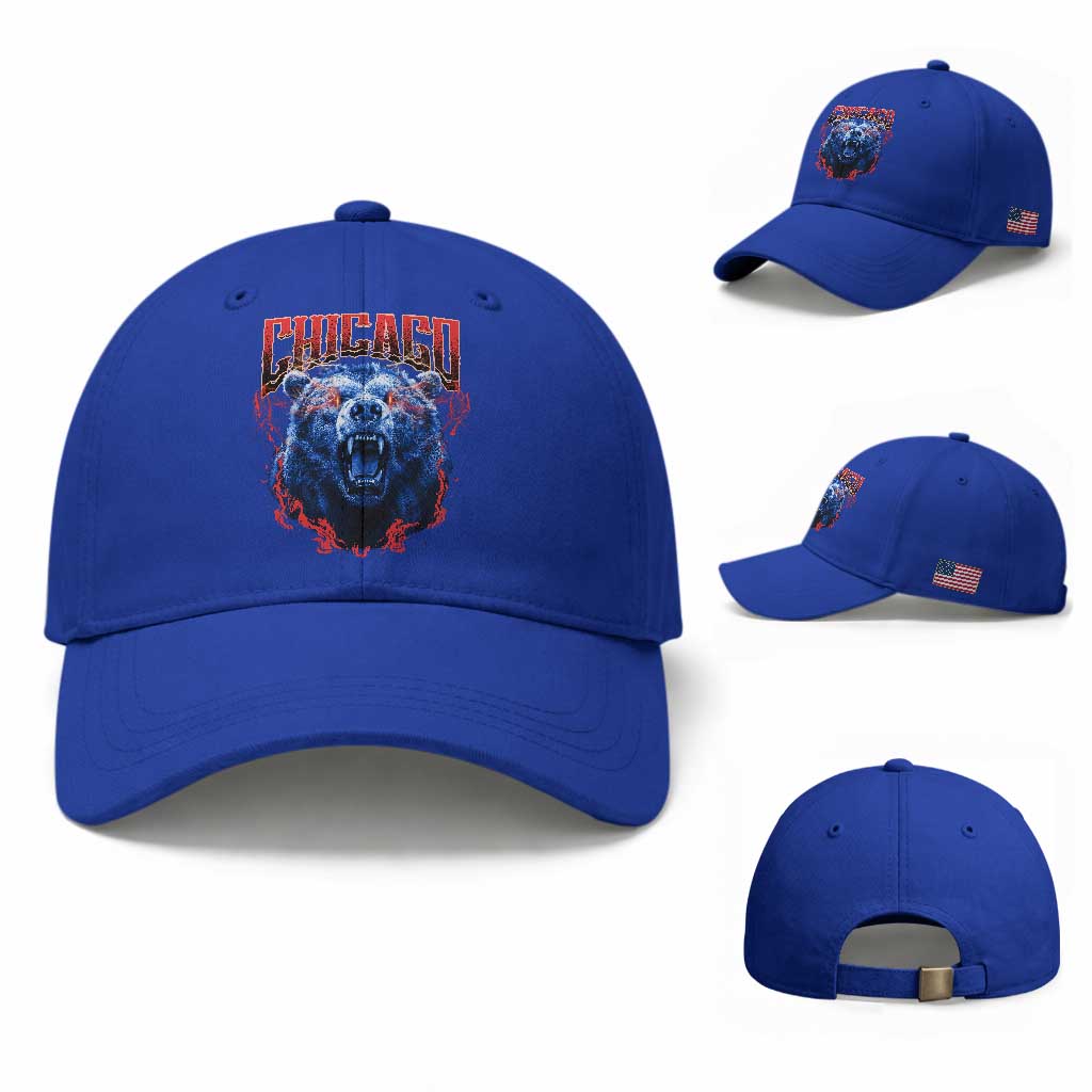 Retro Chicago Baseball Cap Vintage Cub Bootleg Graphic Baseball Fans TS10 Baseball Cap Universal Fit Royal Blue Print Your Wear