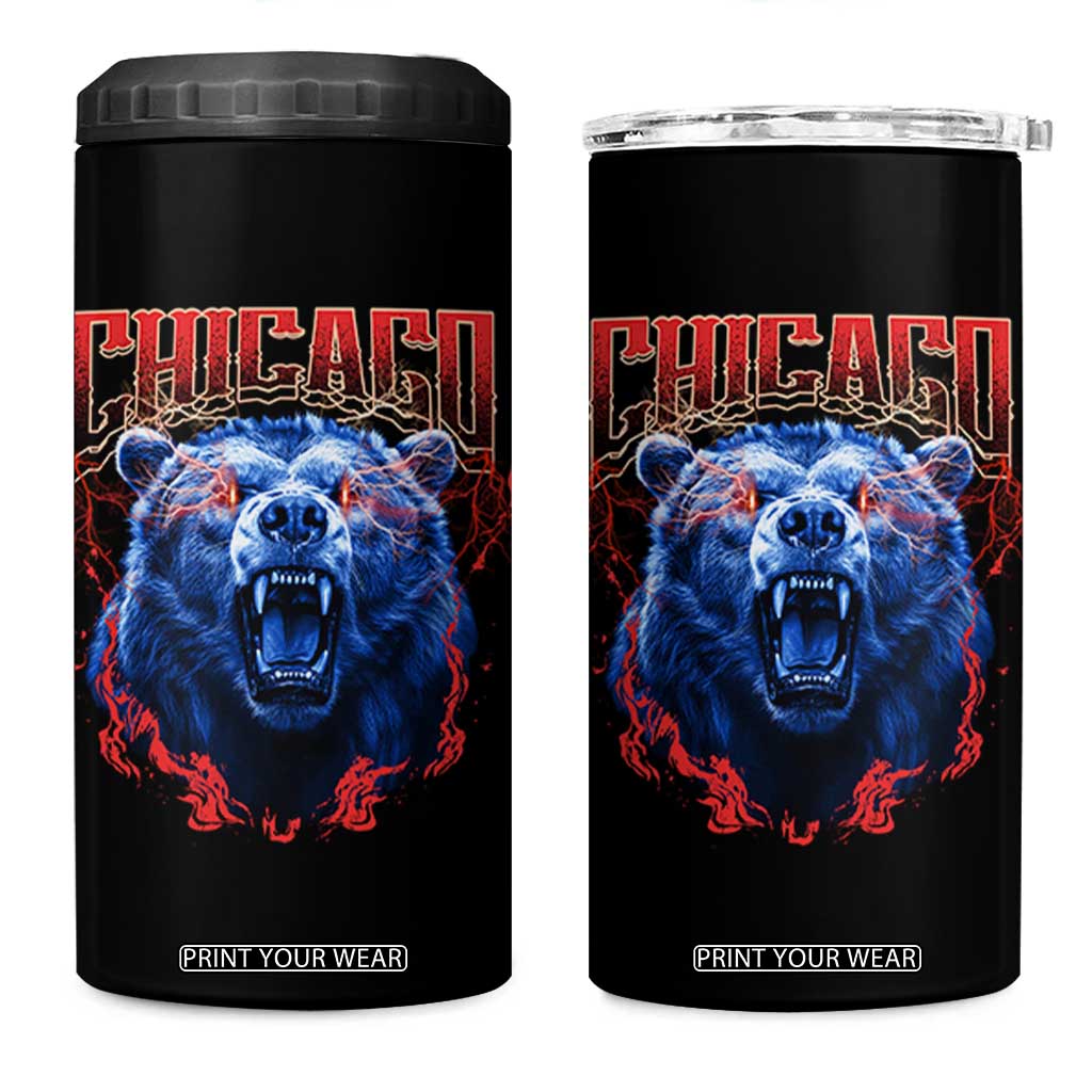 Retro Chicago 4 in 1 Can Cooler Tumbler Vintage Cub Bootleg Graphic Baseball Fans TS10 One Size: 16 oz Black Print Your Wear