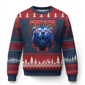 Retro Chicago Ugly Christmas Sweater Vintage Cub Bootleg Graphic Baseball Fans TS10 Navy Red Print Your Wear