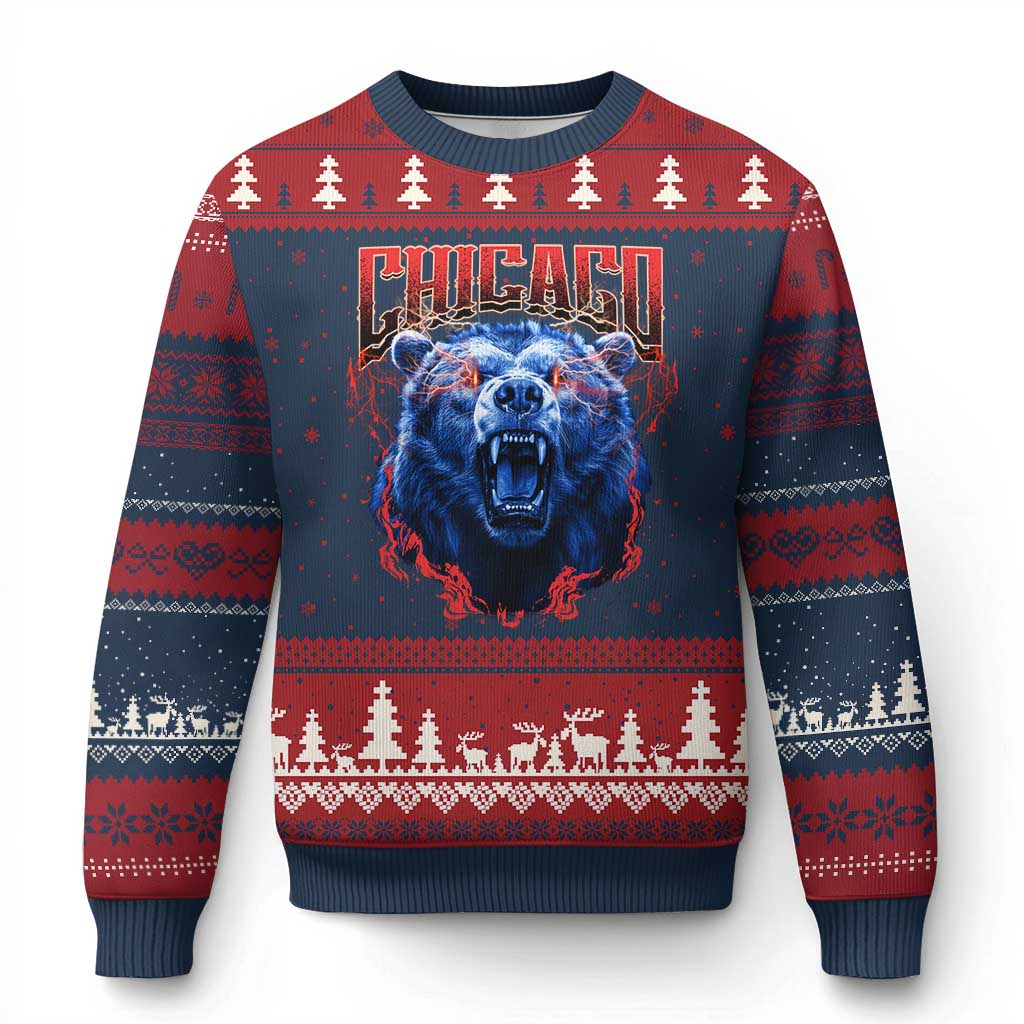 Retro Chicago Ugly Christmas Sweater Vintage Cub Bootleg Graphic Baseball Fans TS10 Navy Red Print Your Wear