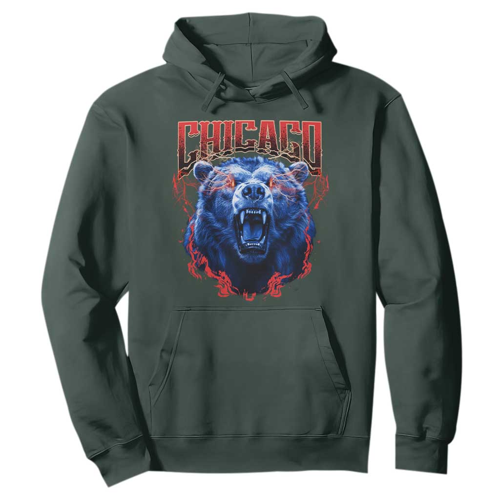 Retro Chicago Hoodie Vintage Cub Bootleg Graphic Baseball Fans TS10 Dark Forest Green Print Your Wear