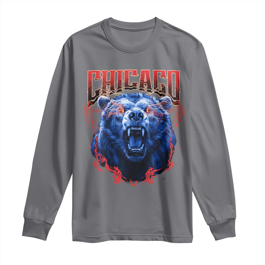 Retro Chicago Long Sleeve Shirt Vintage Cub Bootleg Graphic Baseball Fans TS10 Charcoal Print Your Wear
