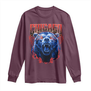 Retro Chicago Long Sleeve Shirt Vintage Cub Bootleg Graphic Baseball Fans TS10 Maroon Print Your Wear