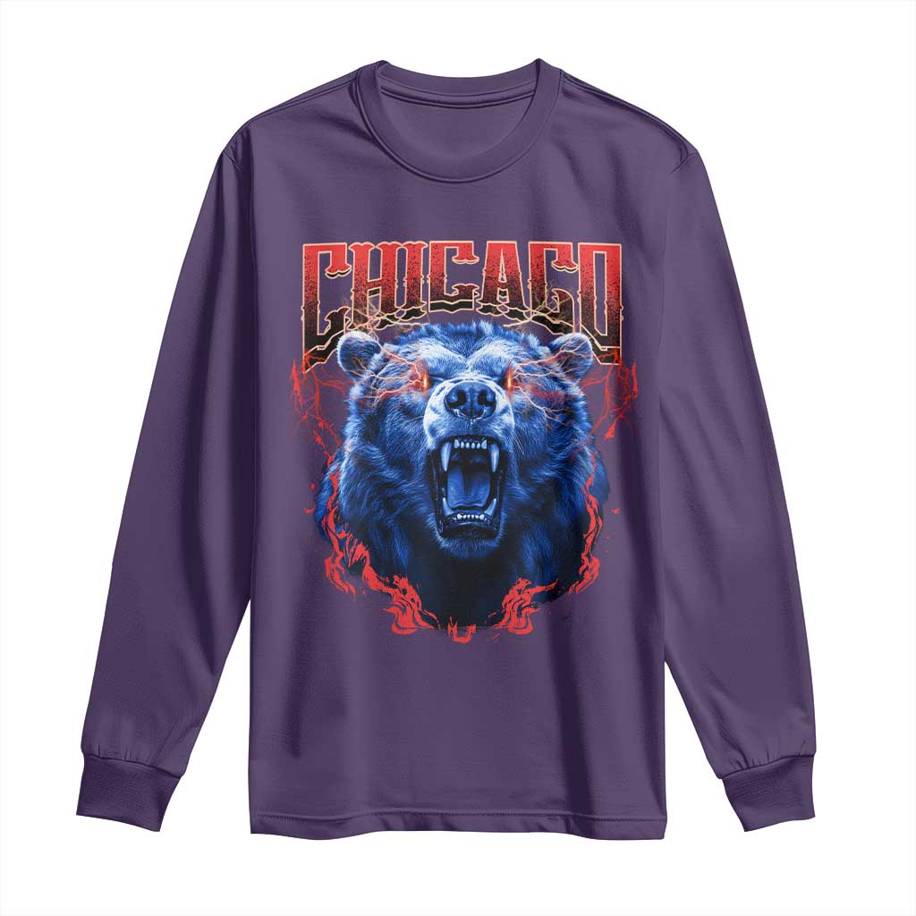 Retro Chicago Long Sleeve Shirt Vintage Cub Bootleg Graphic Baseball Fans TS10 Purple Print Your Wear