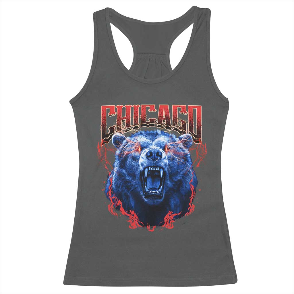 Retro Chicago Racerback Tank Top Vintage Cub Bootleg Graphic Baseball Fans TS10 Dark Heather Print Your Wear