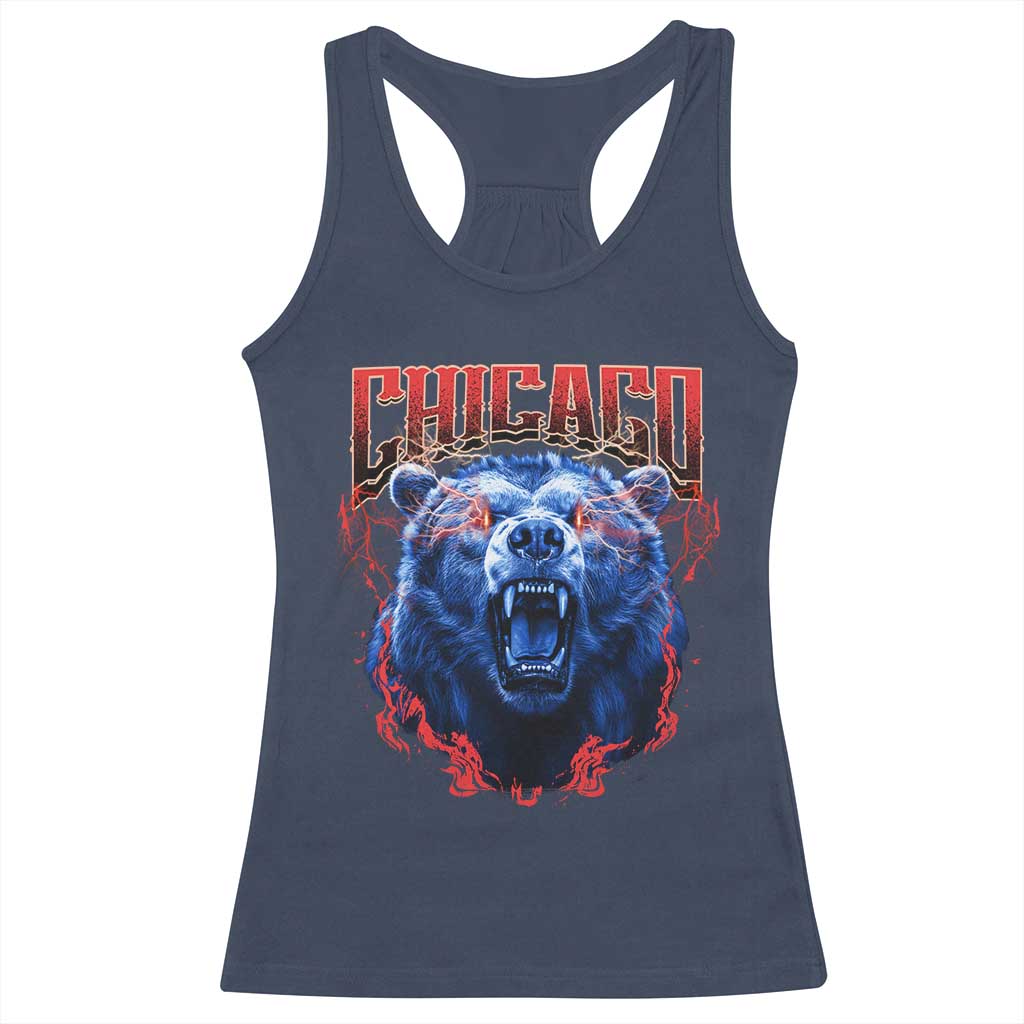 Retro Chicago Racerback Tank Top Vintage Cub Bootleg Graphic Baseball Fans TS10 Navy Print Your Wear