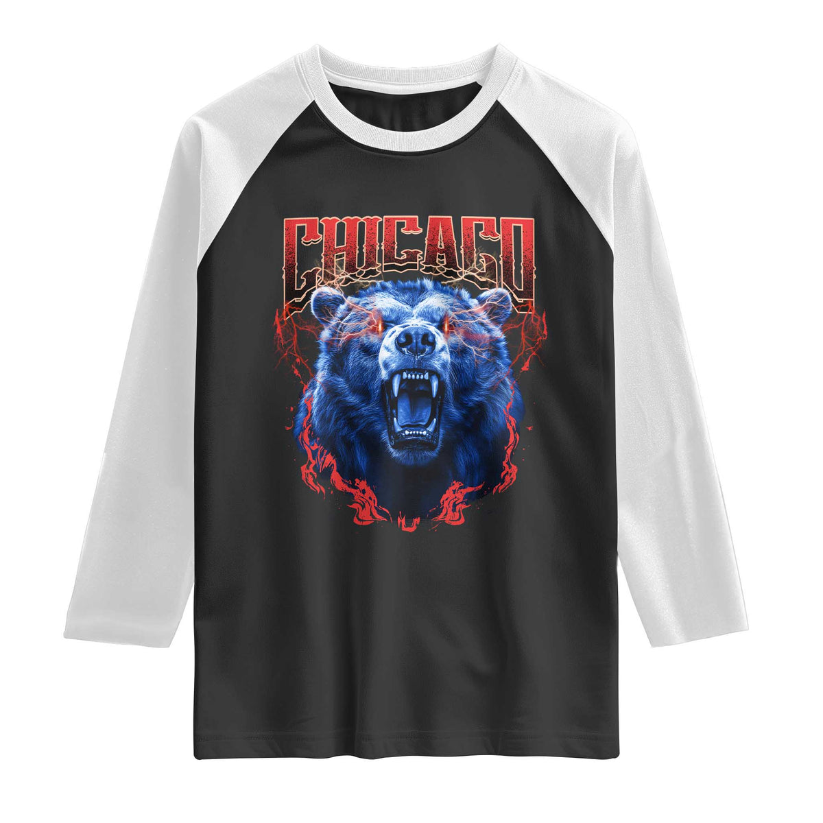 Retro Chicago Raglan Shirt Vintage Cub Bootleg Graphic Baseball Fans TS10 Black White Print Your Wear