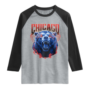 Retro Chicago Raglan Shirt Vintage Cub Bootleg Graphic Baseball Fans TS10 Heather Gray Black Print Your Wear