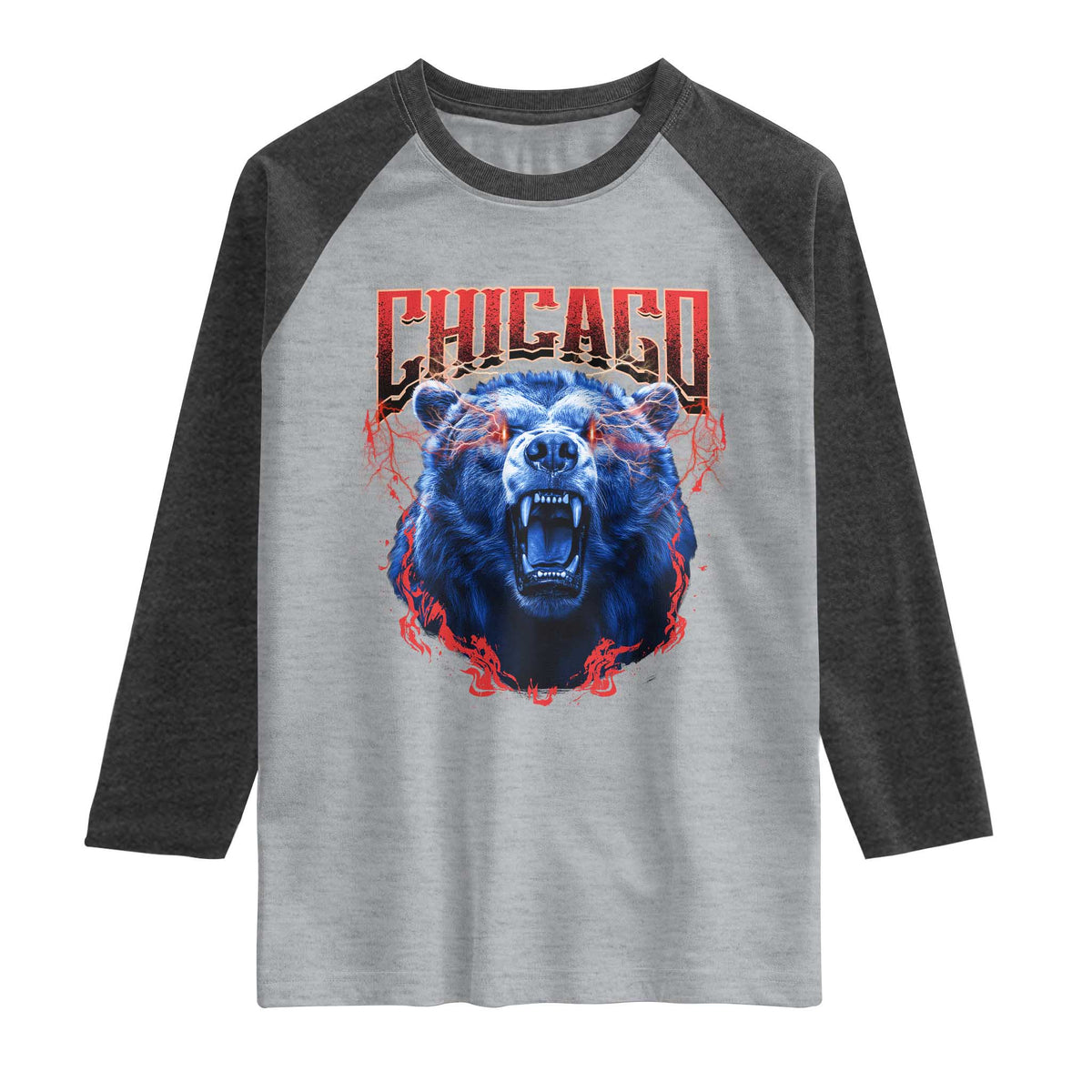 Retro Chicago Raglan Shirt Vintage Cub Bootleg Graphic Baseball Fans TS10 Heather Gray Heather Charcoal Print Your Wear
