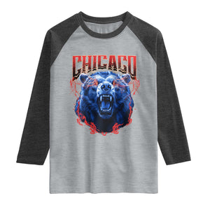 Retro Chicago Raglan Shirt Vintage Cub Bootleg Graphic Baseball Fans TS10 Heather Gray Heather Charcoal Print Your Wear