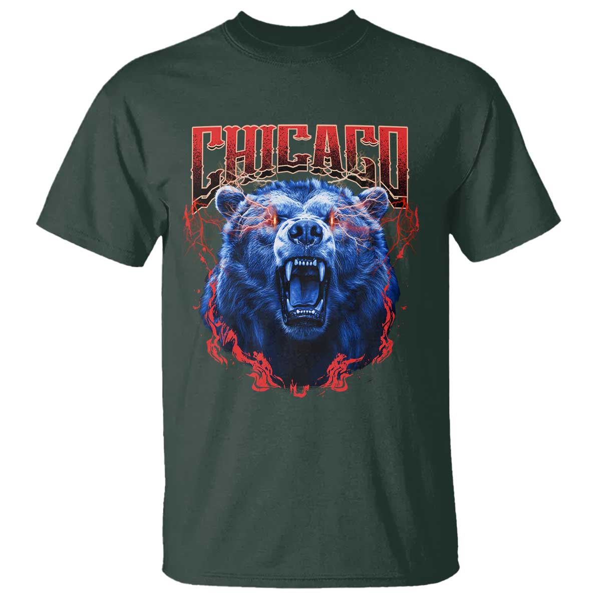 Retro Chicago T Shirt Vintage Cub Bootleg Graphic Baseball Fans TS10 Dark Forest Green Print Your Wear
