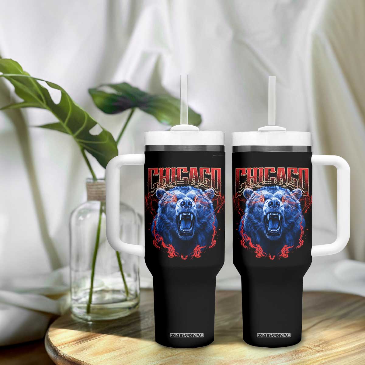Retro Chicago Tumbler With Handle Vintage Cub Bootleg Graphic Baseball Fans TS10 Print Your Wear