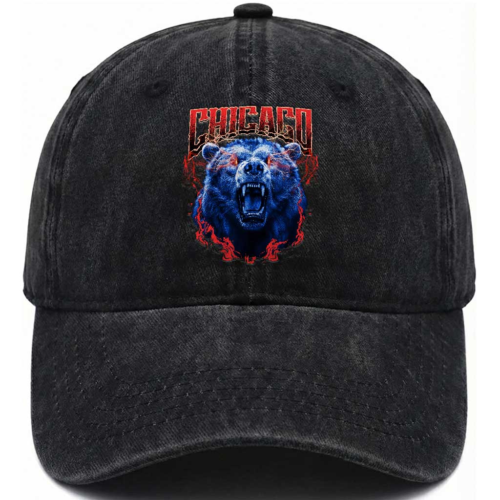 Retro Chicago Washed Cotton Baseball Cap Vintage Cub Bootleg Graphic Baseball Fans TS10 Print Your Wear