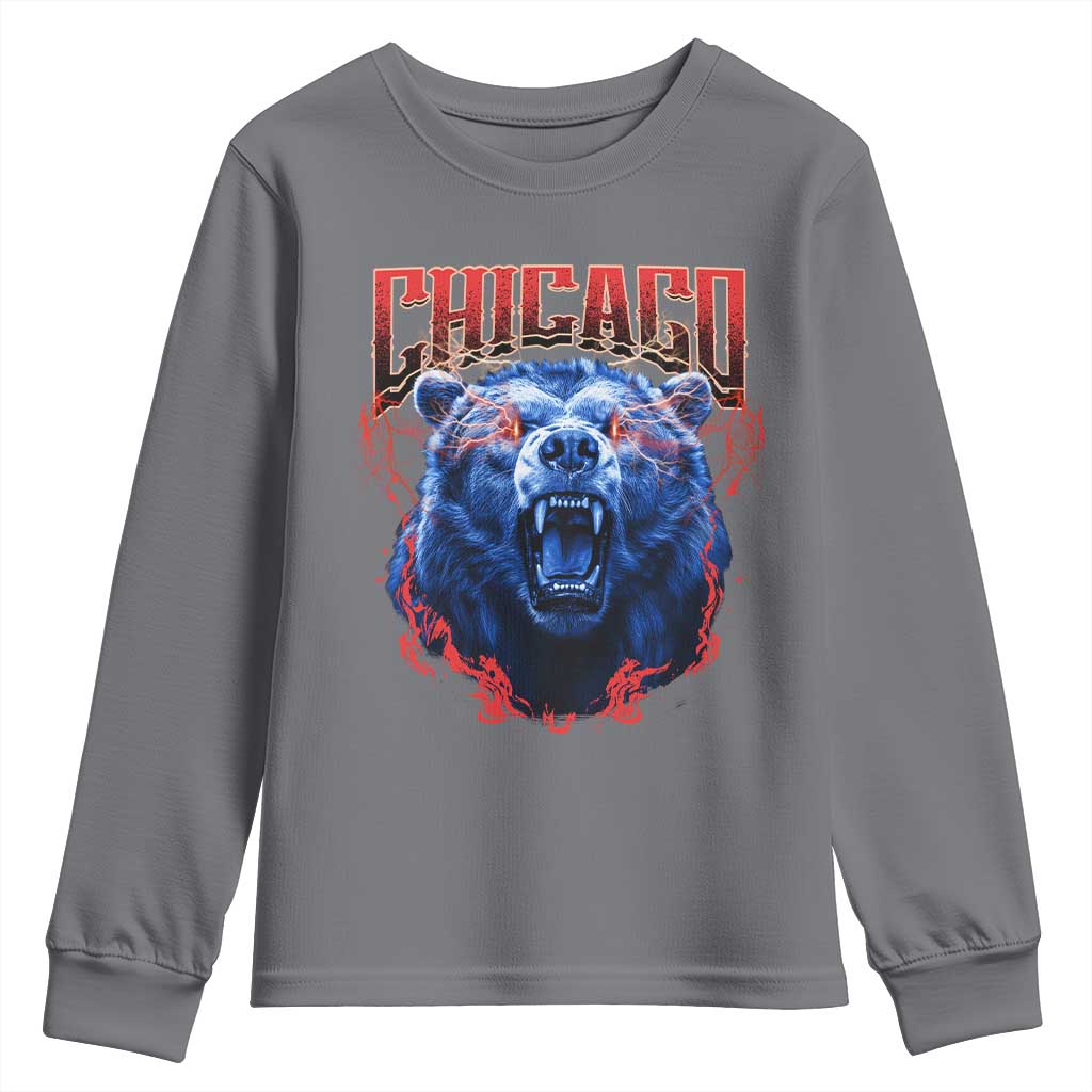 Retro Chicago Youth Sweatshirt Vintage Cub Bootleg Graphic Baseball Fans TS10 Charcoal Print Your Wear
