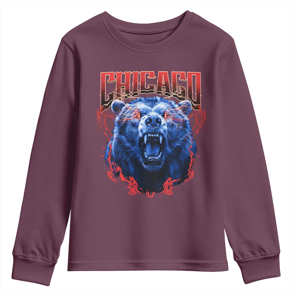 Retro Chicago Youth Sweatshirt Vintage Cub Bootleg Graphic Baseball Fans TS10 Maroon Print Your Wear