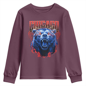 Retro Chicago Youth Sweatshirt Vintage Cub Bootleg Graphic Baseball Fans TS10 Maroon Print Your Wear